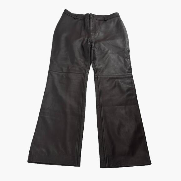 Folio Saks Fifth Avenue 100% Leather Pants Butter Soft‎ in Chocolate Brown 12 - Picture 1 of 11